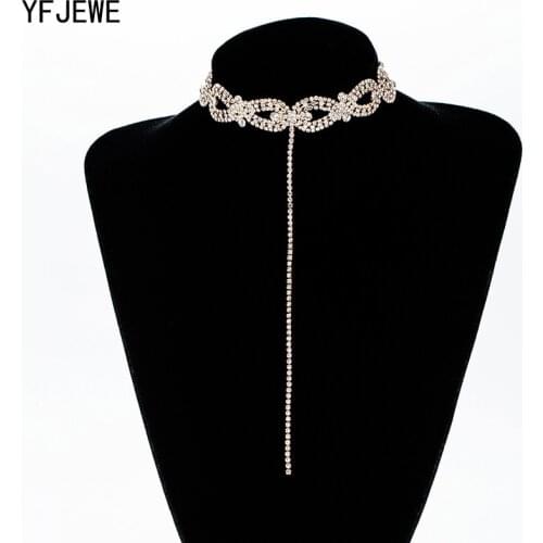 YFJEWE Women Full Rhinestone Pendant Jewelry Collar Necklace Wedding Clavicle Necklaces Choker Necklace N376