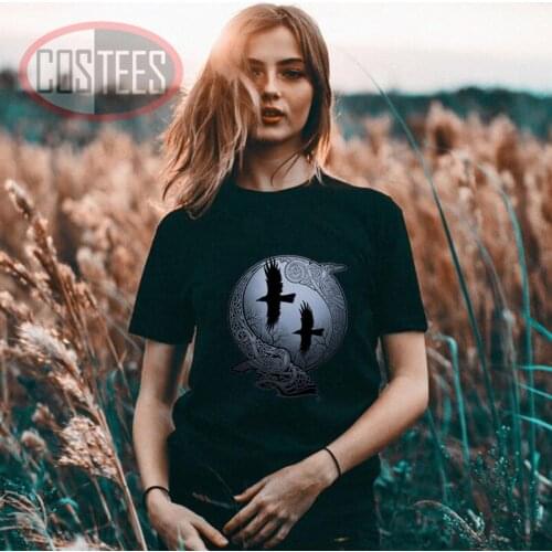 2020 Summer new design ODINS RAVENS women T Shirts Short Sleeve o-neck 100% Cotton Brand Clothing Viking GUNGNIR ladys T-shirts