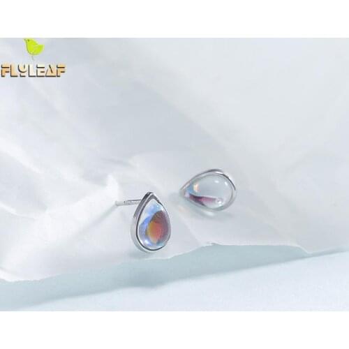 925 Sterling Silver Earrings For Women High Quality Symphony Natural Moonstone Simple Fashion Jewelry Stud Earrings Wedding