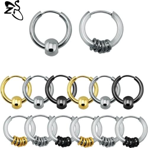 ZS 1Pair KPOP DNA Stainless Steel Earrings for Men Women Hiphop Punk Rock Round Hoop Earrings Tragus Helix Piecrings Cartilage