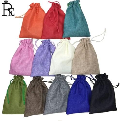15*20cm 50pcs/lot 12 Color Handmade Jute Drawstring Burlap Wedding Party Christmas Gift Jewelry Pouches Packaging Bags