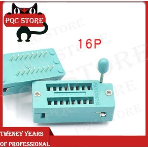 16Pin 2.54 MM Green DIP Universal ZIF IC Socket Test Solder Type IC lock seat zif socket