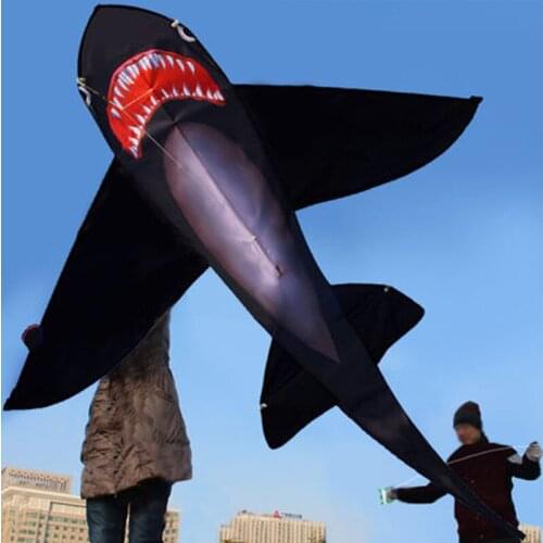 Carton Black Shark Kite Single Line Kite Flying for Children Kids Outdoor Toys Beach Park Playing With Handle And Line