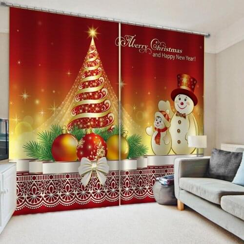 European Curtains Photo Painted 3D Curtain Living room red christmas curtains personality curtains