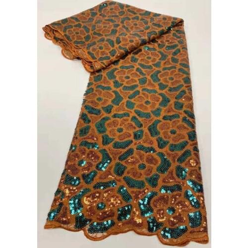 Hot Sale African Lace Fabric 2021 High Quality Lace With Sequins Nigerian Lace Fabrics For Wedding Dress P873