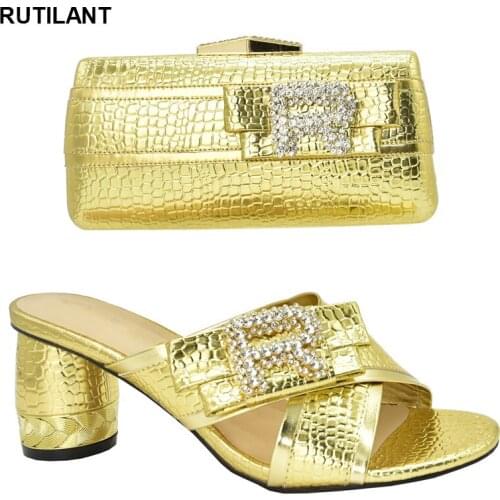 Italian Ladies Shoes and Bags To Match Set Decorated with Rhinestone African Party Pumps Ladies Sandals with Heels Wedding Shoes