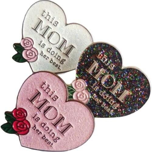 Custom metal enamel pin and logo factory wholesale love rose shiny metal badge k200425