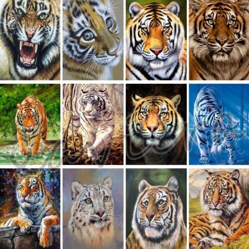 Xaviera Wild Animal Tiger Diamond Painting Diy 5D Full Drill Square Cross Stitch Mosaic Picture Embroidery Kit Home Decoration