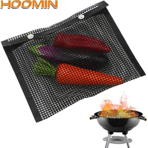 HOOMIN Reusable BBQ Bake Bag Mesh Grilling Bag Outdoor BBQ Picnic Tool Easy to Clean Non-Stick Kitchen Tools