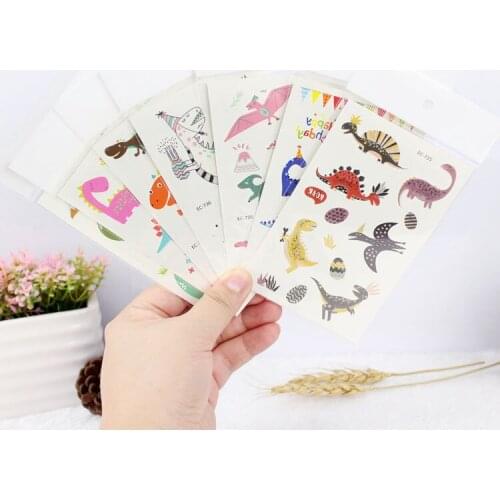 Cartoon Animal Dinosaur Stickers Temporary Tattoos Toys Children Colorful Waterproof Cute Sticker For Kids Gift