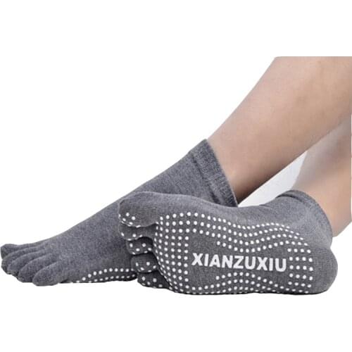 4 Pair/Lot Mens Cotton Yoga Socks Breathable Non-slip Health Care Five Finger Toe Massage Socks Deodorant Anti Skid Socks