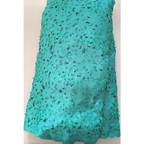 Nigerian Lace Embroidered Fabric Jacquard Lace Fabric For Dress 2020 Guipure Swiss Dry Lace Material with stones beads ELL3136