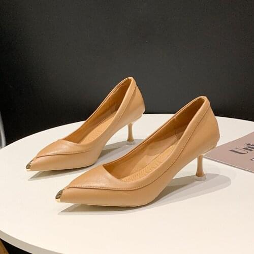 2020 New Woman High Heel Ladies Shoes Fashion High Heel Simple Design Office Metal Wedding Shoes High Heel Women Shoes W32-62