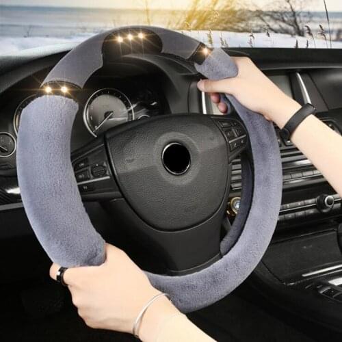 New crystal Plush Car Steering Wheel Cover Comfortable Anti-slip For 38CM Car Styling Steering-wheel