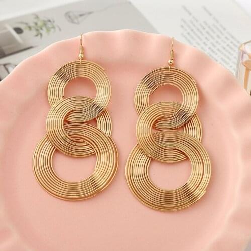 New European and American fashion exaggerates long big circle earrings night club socialite sexy restore ancient aureate eardrop