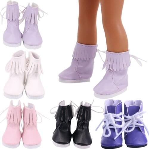 Doll Shoes Boots 5 Cm High-top PU Shoes For 14.5 Inch Wellie Wisher & 32-34Cm Paola Reina Doll & 1/6BJD EXO Doll Boot Girls Toy