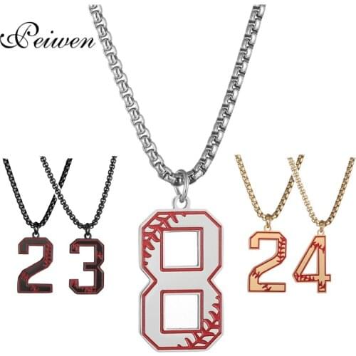 Stainless Steel 0-9 Number Baseball Pendant Necklace Charm Chain Choker For men Basketball Digital Necklace Fashion Jewelry Gift