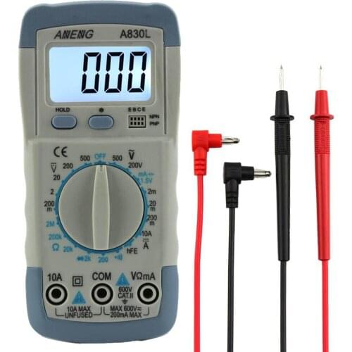 A830L Portable Digital Multitester Backlight Ammeter Voltmeter Handheld LCD Digital Multimeter Current Tester