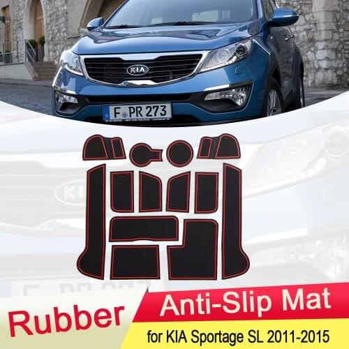 For KIA Sportage SL 2011 2012 2013 2014 2015 Rubber Anti-slip Mat Door Groove Cup pad Gate slot Coaster Interior Car Accessories