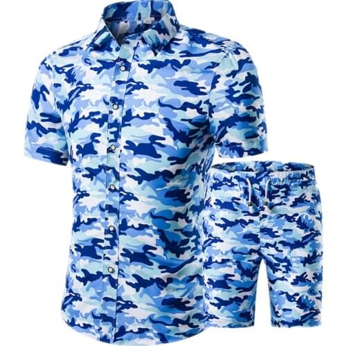 2021 Summer Mens Fashion Camouflage Luxury Designer Shirts For Men Set Hawaiian Beach Male Short Sleeve Club Shirt Tops Blusas