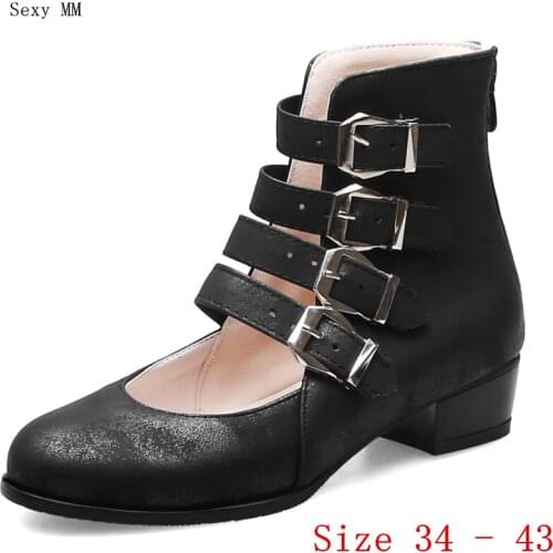 Low High Heels Gladiator Women Pumps Low Heel Shoes Woman Party Shoes Kitten Heels Plus Size 34 - 40 41 42 43