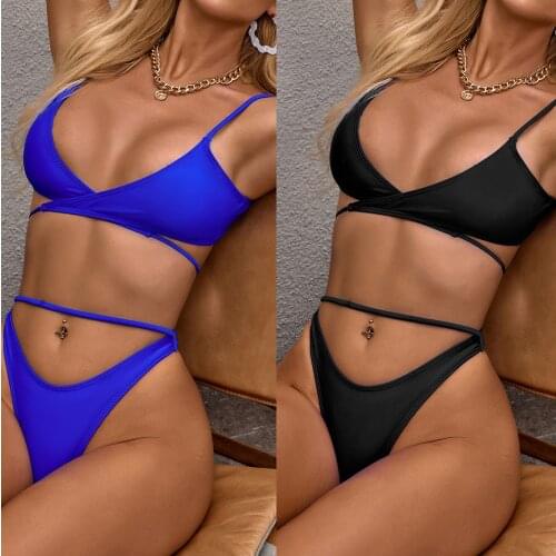 Sexy Triangle Brazilian Bikini Set Push Up Bikinis Thong Swimwear Women 2021 Tied String Bathing Suits Beach Wear Female Biquini