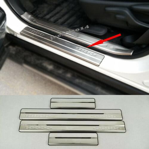 Silver Stainless Door Sill Scuff Plate Guard Pedal Fit for Toyota RAV4 2013-2018