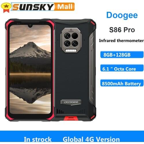 Doogee S86 Pro IP68 Smartphone 8500mAh 6.1'' 8GB 128GB Helio P60 Octa Core Global Bands Thermometer Fingerprint ID Mobile Phone