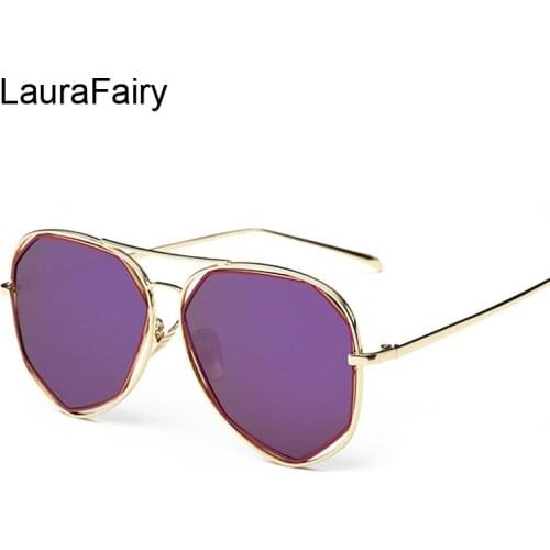 LauraFairy 2017 Sunglasses Women Men Pilot Sunglasses Mirrored Female Fashion Double Frame Sun Glasses UV400 62229