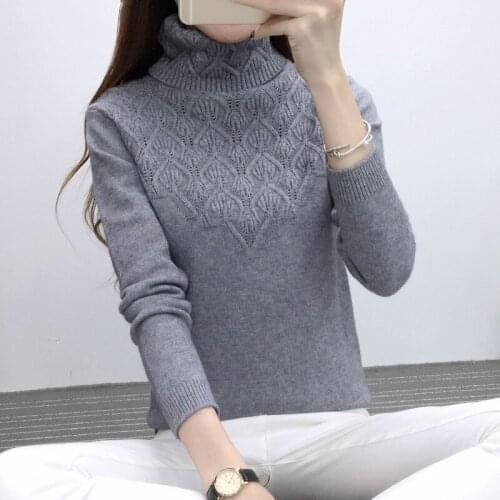 2019 Autumn New Korean Women Knitted Sweater Turtleneck Pullover Long Sleeve Casual Bottoming Sweaters Female Jumper Pull R941