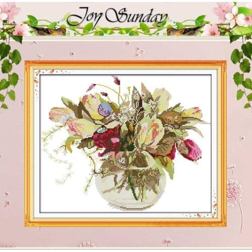 The tulip vase Patterns Counted Cross Stitch 11CT 14CT Cross Stitch Set Wholesale flower Cross-stitch Kit Embroidery Needlework