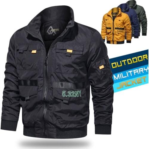 Windbreaker Jacket Men 2021 Embroidery Letter Bomber Military Jackets Mens Casual Army Flight Coat Autumn Fashion Zipper Jacket