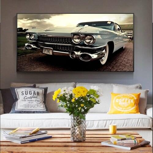 Vintage Classical Car Wall Posters And Prints Realist Classic Cars Wall Art for Living Room Home Decor (No Frame)