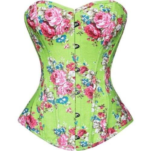 Caudatus vintage overbust corsets and bustiers flower print brocade sexy fashion adjustable corselet costumes victorian