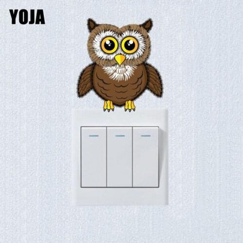 YOJA Lovely Colored Fluffy Owl Switch Sticker Decor Living Room Bedroom Wall Stickers 10SS0068