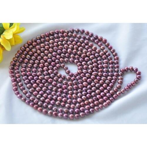 Z10642 Long 100" 8mm Purple Round Freshwater Pearl Necklace