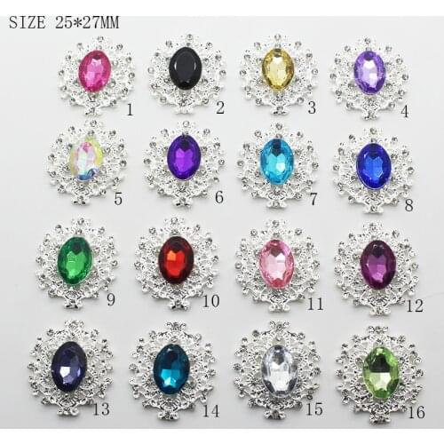 ZMASEY Fashion Sale Prices 10Pcs/Lot 25*27mm Metal Buttons 16ColorRhinestone Alloy Wedding DIY Accessories Women Clothing Decor