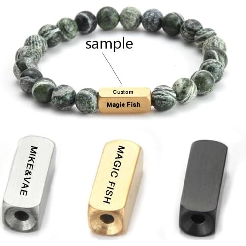 Gold Spacer Beads for Jewelry Making Vintage Stainless Steel Charm Beads Engrave Custom Logo Name Diy Bracelet Accessories Lot