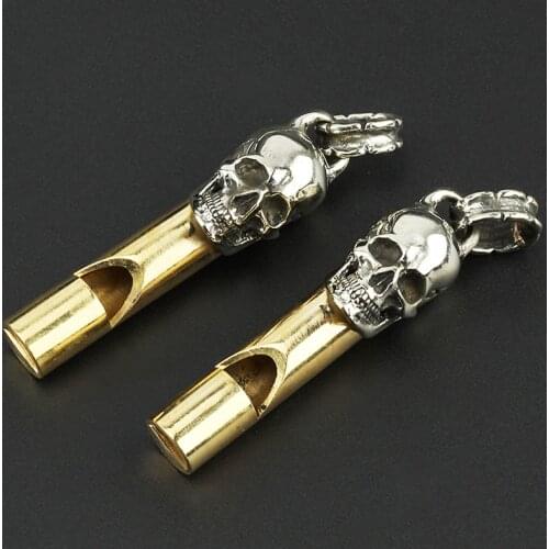 1pcs White Brass Skull Whistle Skeleton Survival Whistle EDC Outdoor Tools Punk