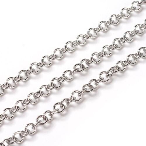 10m/roll 5x1mm 304 Stainless Steel Unwelded Rolo Chains for jewelry making DIY bracelet necklace Accessories with Spool F80