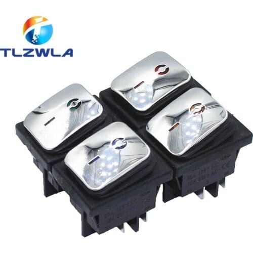 10PCS KCD4 Stainless Steel Face 4Pin Lamp Waterproof Boat Switch Silver Contact Large Current Flip Plate Power Boat Switch