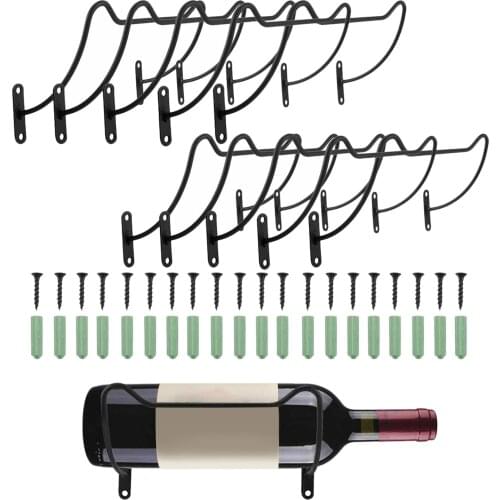10x Wrought Iron Wine Rack Wall Hanging Wine Holder with Screw Bottle Display Stand for Home Bar Restaurant