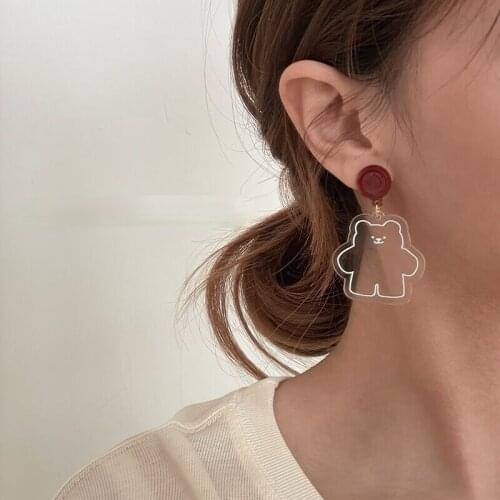 Cute Acrylic Color Bear Dangle Earrings ~ Sweet Girl Cartoon Earrings TemperamentDrop Earrings for Women Jewelry