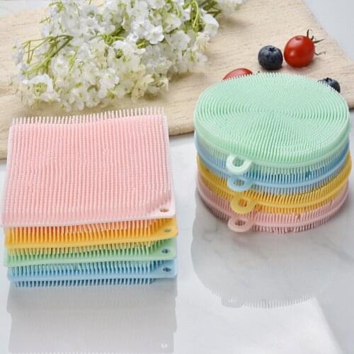 4Pcs Silicone Brush Kitchen Dishwashing Soft Silicone Sourcing Pad Decontamination Pot Bowl Cleaning Brush Anti Hot Table Mat