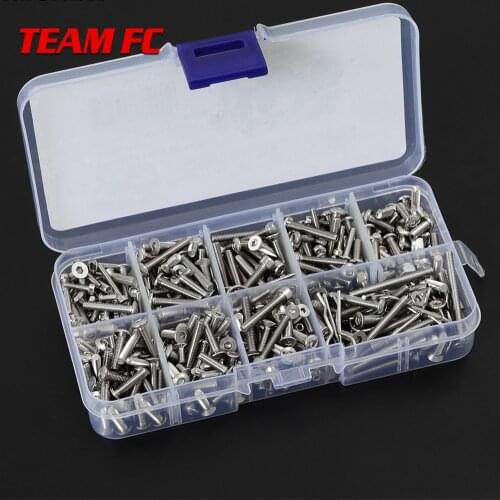 430pcs Stainless Steel Screw Nut Set Hex Socket Cap/Button/Flat Head Screws for 1/10 RC Crawler Axial SCX10 III Capra 1.9UTB