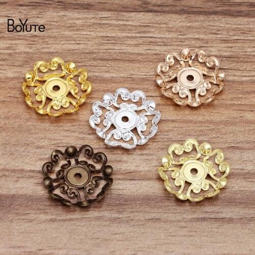 BoYuTe 50Pcs 23MM 2 Colors Filigree Flower Charm Wholesale Brass Material Handmade DIY Pendant Charms