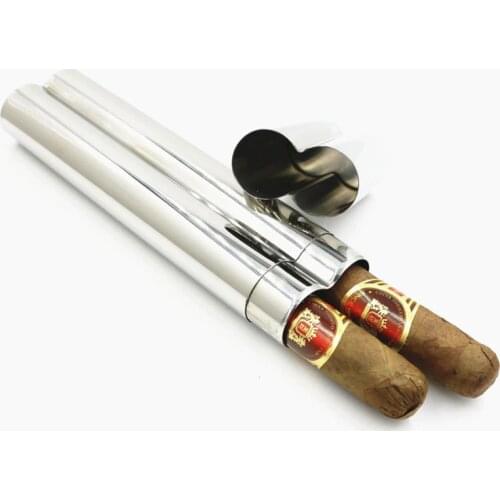 Alalinong Stainless Steel Cigar Moisture Seal Case Fits 2 Cigars(less than 2cm Diameter) Cigar Box Portable Seal Moisture Tube
