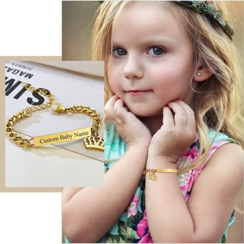 Custom Personalize Cute Baby Name Bracelet, Anti Allergy Stainless Steel Chain Length Adjustable, Special Gifts to Girls Boys