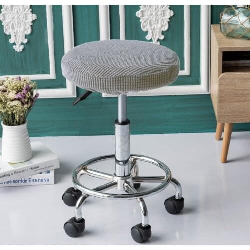 Round Removable Chair Cover Bar Stool Cover Thick Elastic Seat Cover Home Chair Slipcover Round Chair Bar Stool Solid Color