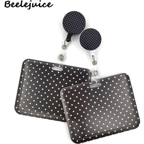 Black spot Wave Point Cute Card Cover Clip Lanyard Retractable Student Nurse Badge Reel Clip ID Card Badge Holder accessories